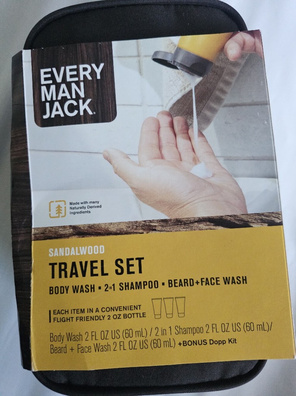 Every Man Jack Sandalwood Travel Set with Bonus Dopp Kit - NWT